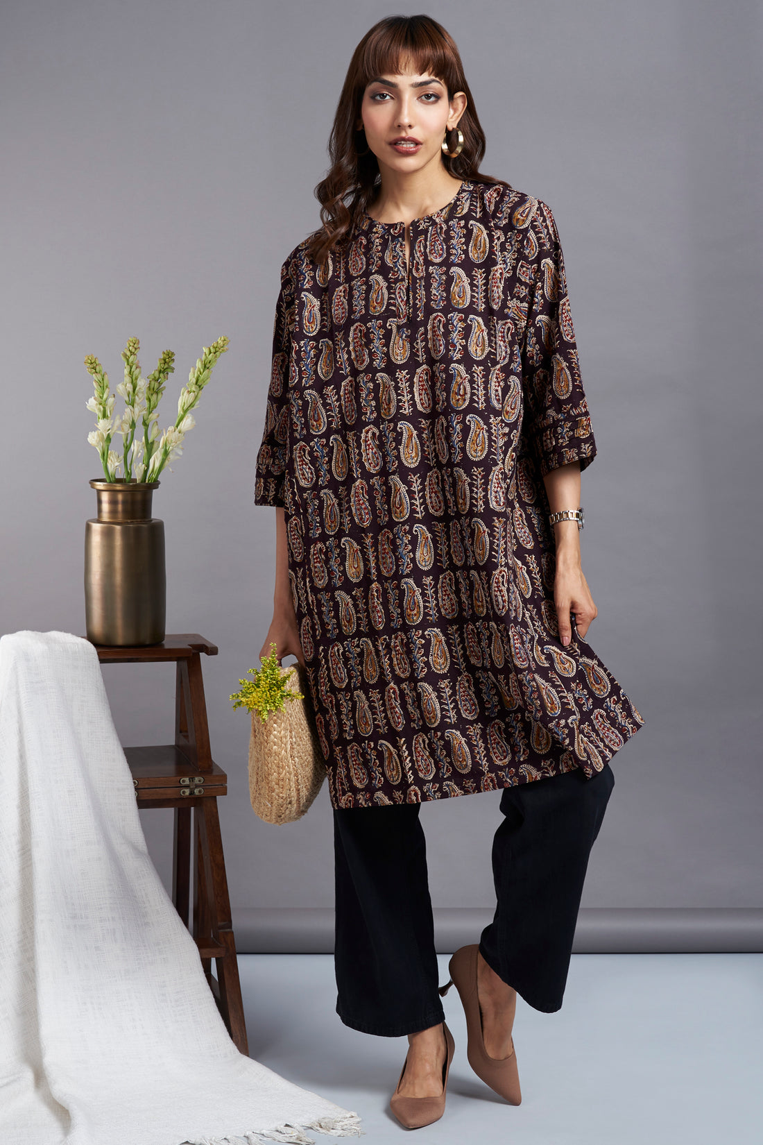 leisure tunic - glittering sky & paisleys