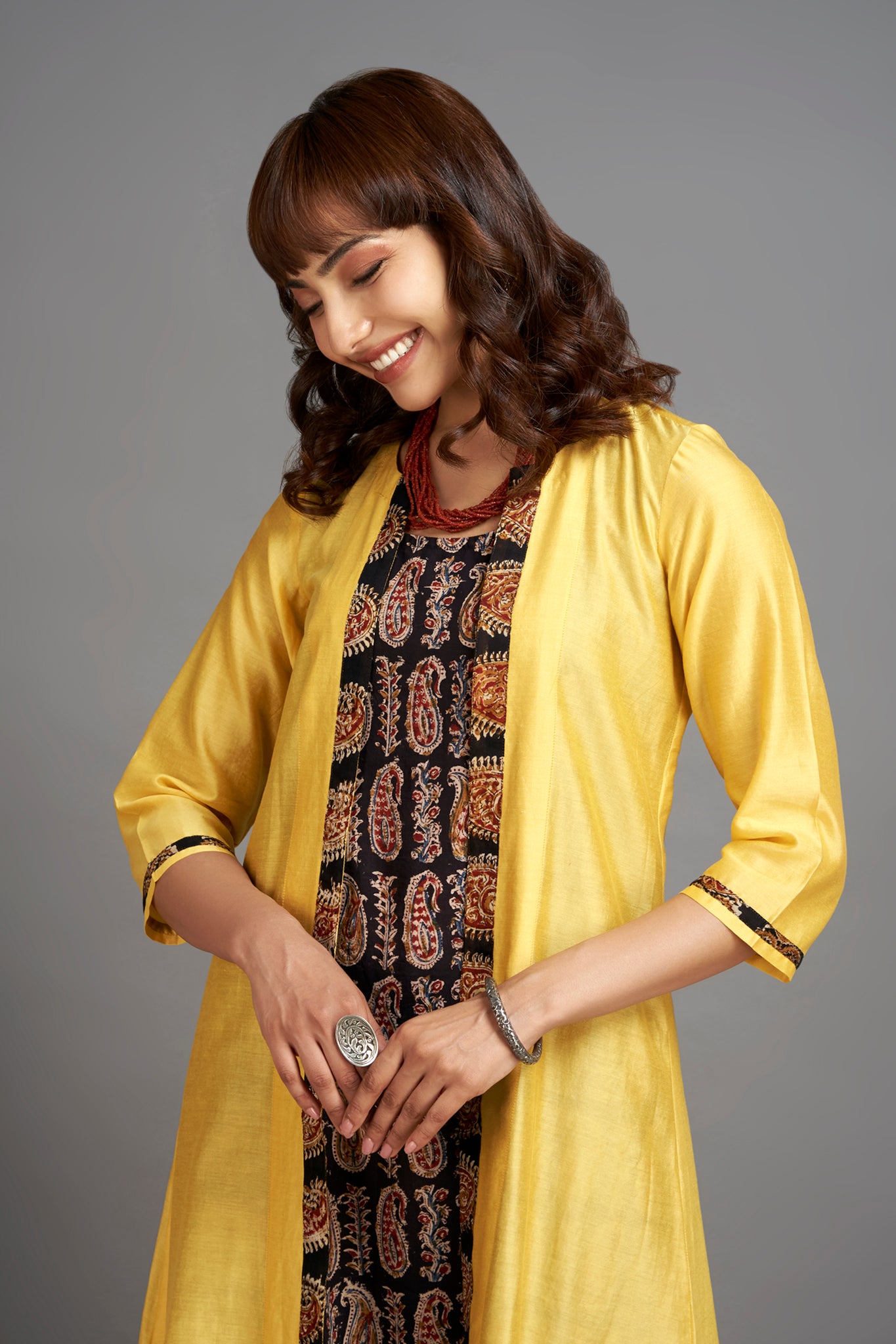 Buy Yellow Stylish Suit Set With Jacket Online In USA – Pure Elegance