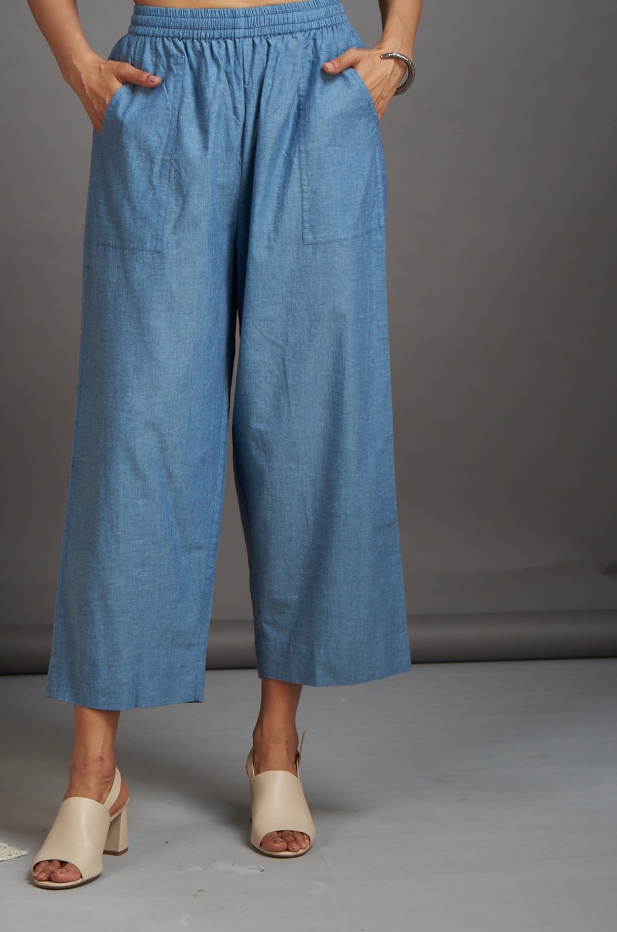 Comfort fit cotton pants - Denim blue south cotton