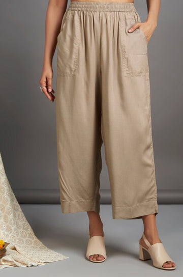 comfort fit pants - almond modal