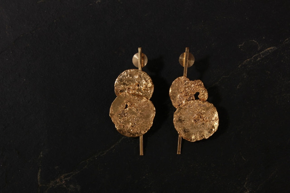 jewelry - berserk - gold plated double disc long studs